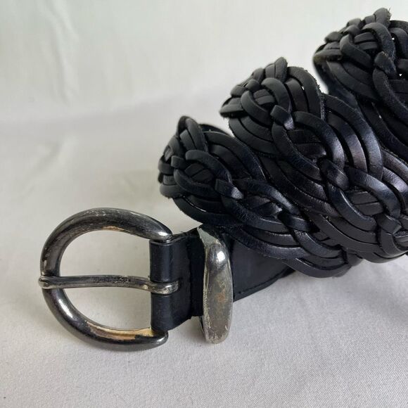 Retro Bracelet woven Leather - Black with Black Buckle